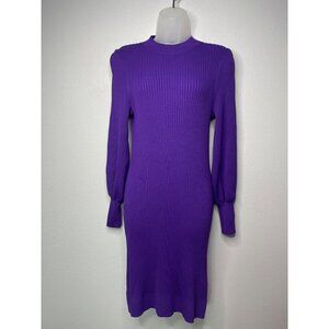 Banana Republic Ribbed Bodycon Long Sleeve Dress SZ XS Purple Stretch